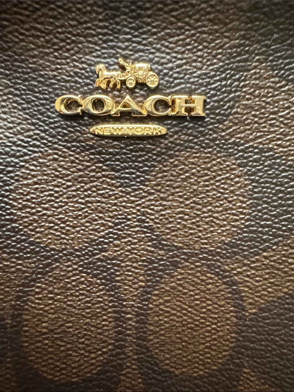 Coach Brown Signature Double Zip Wristlet with Gold Logo - Picture 3 of 12